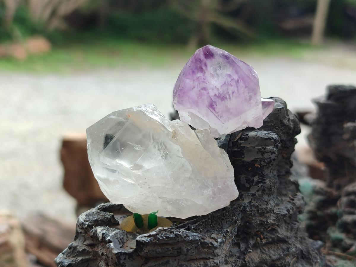 Natural Mix of Spirit Amethyst and Clear Spirit Quartz Single Crystals x 63 From Boekenhouthoek, South Africa - Toprock Gemstones and Minerals 