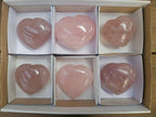 Polished Gemmy Rose Quartz Hearts x 6 From Madagascar - Toprock Gemstones and Minerals 