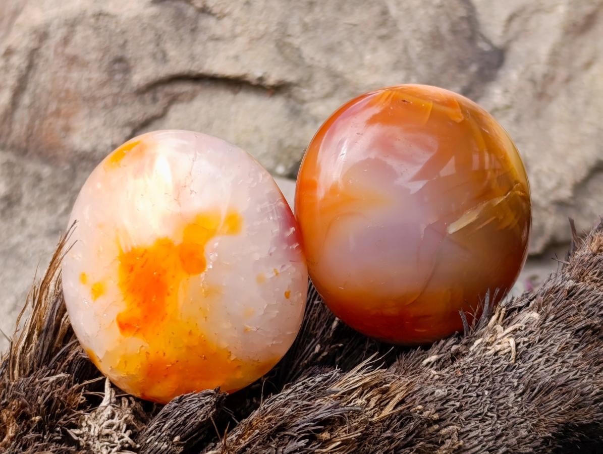 Polished Carnelian Agate Gemstone Galets x 24 From Madagascar - Toprock Gemstones and Minerals 