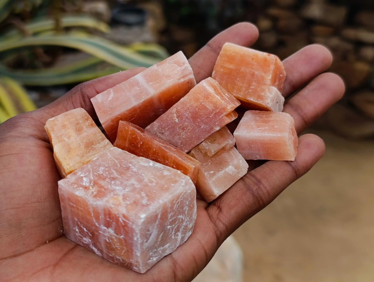 Natural Rhombohedral Sunset Orange Calcite Specimens x 39 From Spitzkop, Namibia - Toprock Gemstones and Minerals 