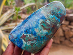 Polished Shattuckite, Malachite and Azurite Free Forms x 3 From Kaokoveld, Namibia - Toprock Gemstones and Minerals 