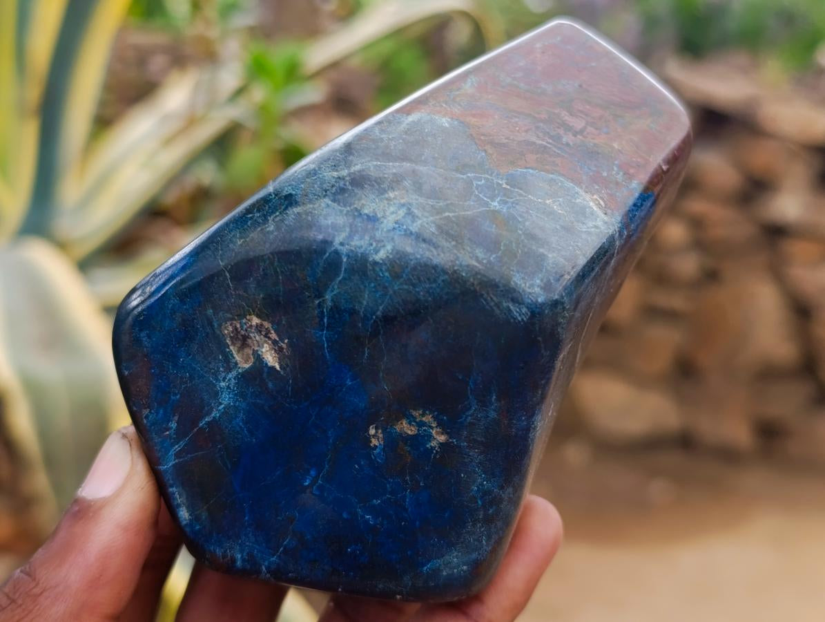 Polished Shattuckite, Malachite and Azurite Free Forms x 3 From Kaokoveld, Namibia - Toprock Gemstones and Minerals 