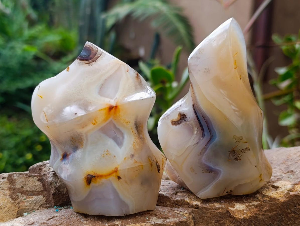 Polished Banded Agate Flames x 6 From Madagascar - Toprock Gemstones and Minerals 