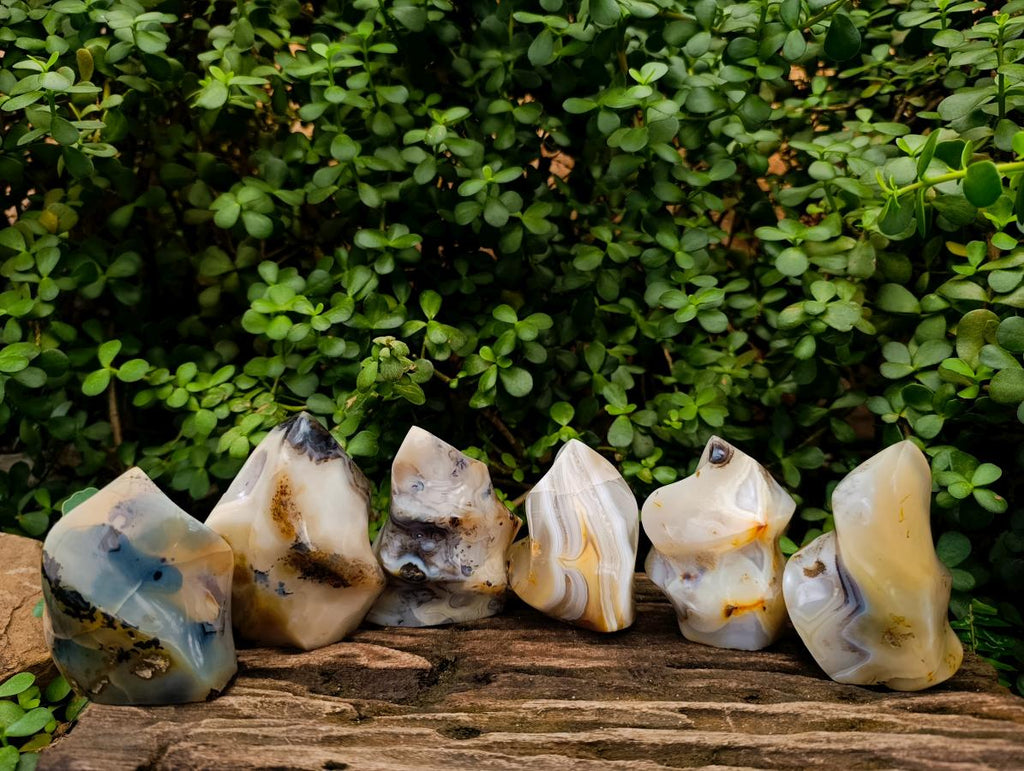 Polished Banded Agate Flames x 6 From Madagascar - Toprock Gemstones and Minerals 