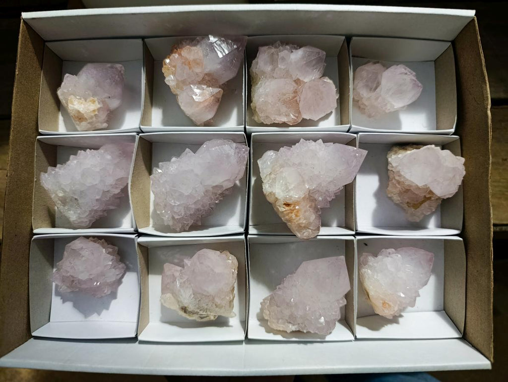 Natural Cactus Flower Spirit Amethyst Single Crystals x 12 From South Africa - Toprock Gemstones and Minerals 
