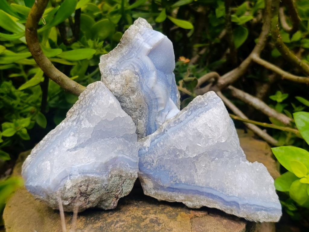 Natural Blue Lace Agate Geode Specimens x 12 From Nsanje, Malawi - Toprock Gemstones and Minerals 