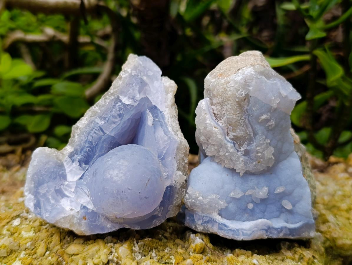 Natural Blue Lace Agate Geode Specimens x 12 From Nsanje, Malawi - Toprock Gemstones and Minerals 