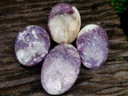 Polished Lepidolite with Pink Rubellite Palm Stones x 24 From Ambatondrazaka, Madagascar - Toprock Gemstones and Minerals 