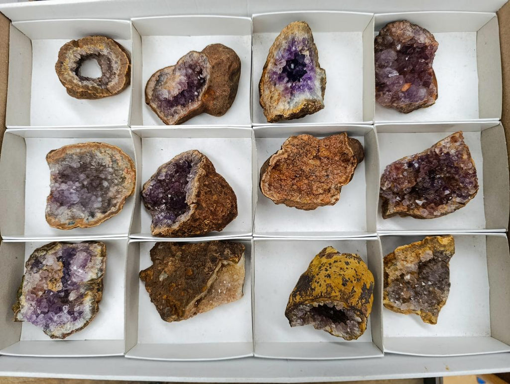 Natural Small Agate Amethyst Geodes x 12 From Zululand, South Africa - Toprock Gemstones and Minerals 