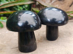 Polished Black Basalt Mushrooms x 6 From Madagascar - Toprock Gemstones and Minerals 