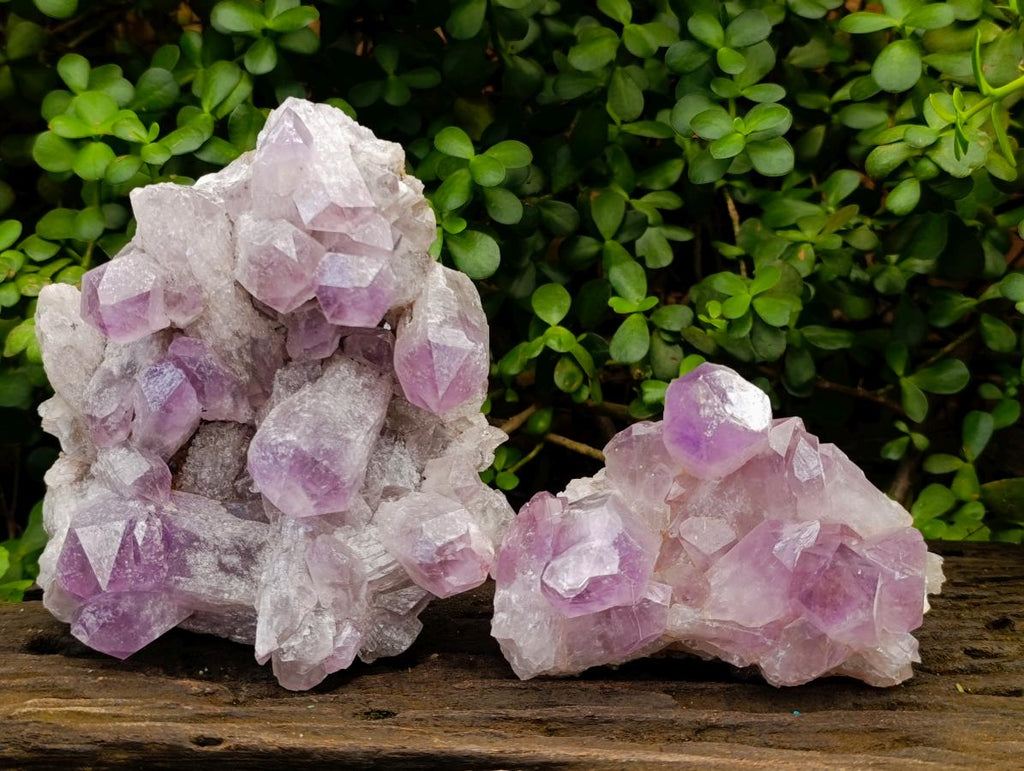 Natural Jacaranda Amethyst Crystal Clusters x 2 From Mumbwa, Zambia - Toprock Gemstones and Minerals 