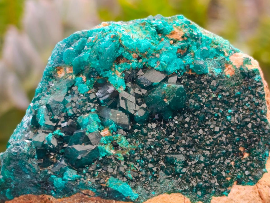 Natural Dioptase on Dolomite Specimens with Malachite x 4 From Likasi, Congo - Toprock Gemstones and Minerals 