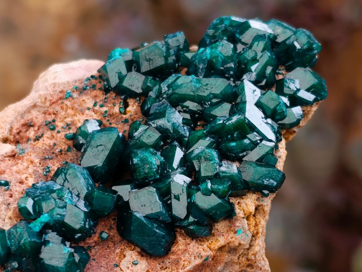 Natural Dioptase on Dolomite Specimens with Malachite x 4 From Likasi, Congo - Toprock Gemstones and Minerals 