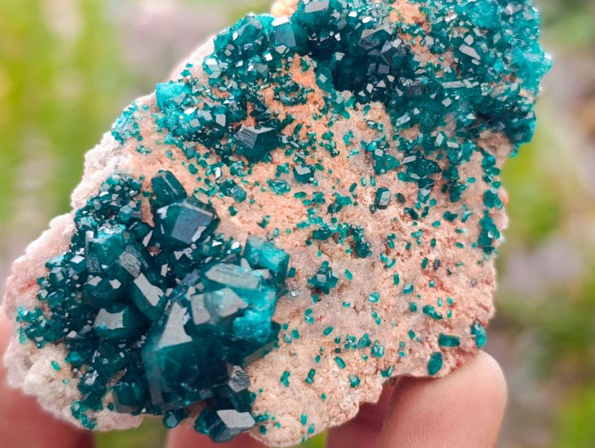 Natural Dioptase on Dolomite Specimens with Malachite x 4 From Likasi, Congo - Toprock Gemstones and Minerals 