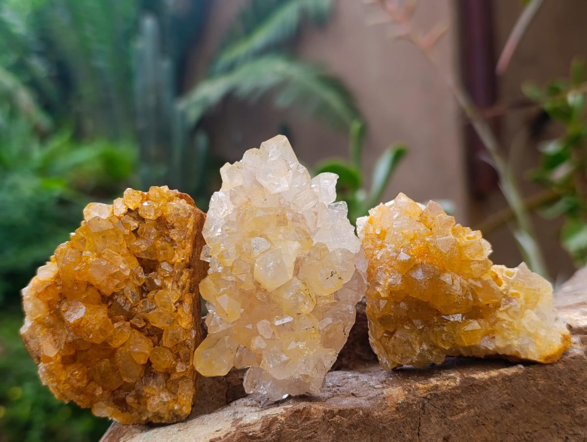 Natural Golden Limonite Quartz Clusters with Goethite x 28 From Solwezi, Zambia - Toprock Gemstones and Minerals 