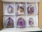 Polished Chevron Amethyst Crystals x 6 From Madagascar - Toprock Gemstones and Minerals 