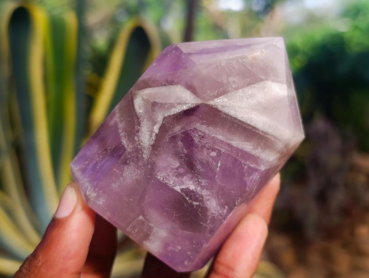 Polished Chevron Amethyst Crystals x 6 From Madagascar - Toprock Gemstones and Minerals 