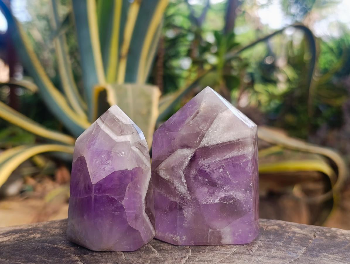 Polished Chevron Amethyst Crystals x 6 From Madagascar - Toprock Gemstones and Minerals 
