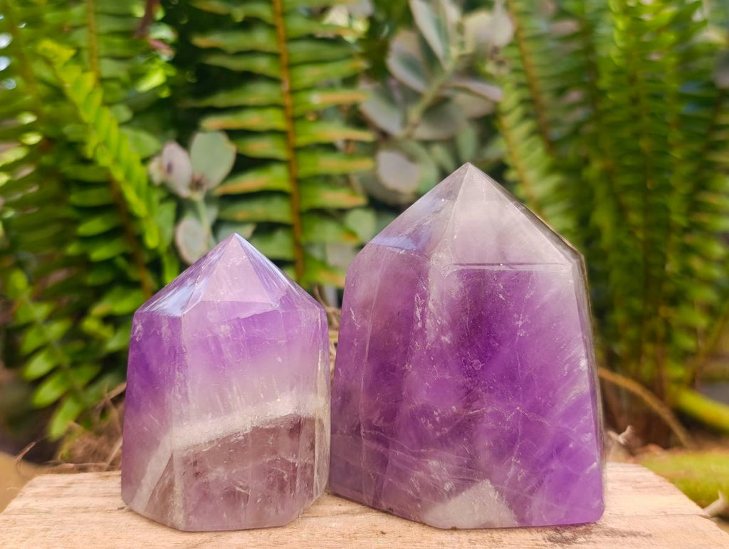 Polished Chevron Amethyst Crystals x 6 From Madagascar - Toprock Gemstones and Minerals 