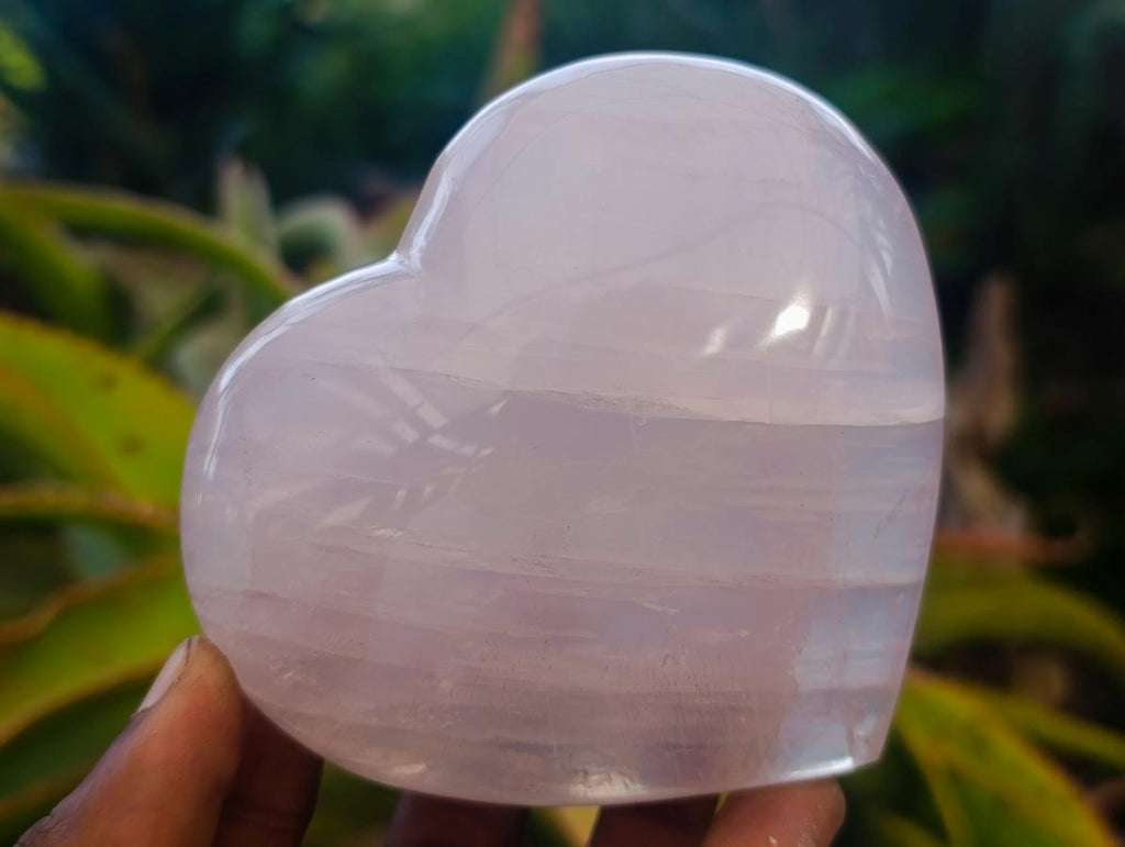 Polished Gemmy Girasol Rose Quartz Hearts x 3 From Madagascar - Toprock Gemstones and Minerals 
