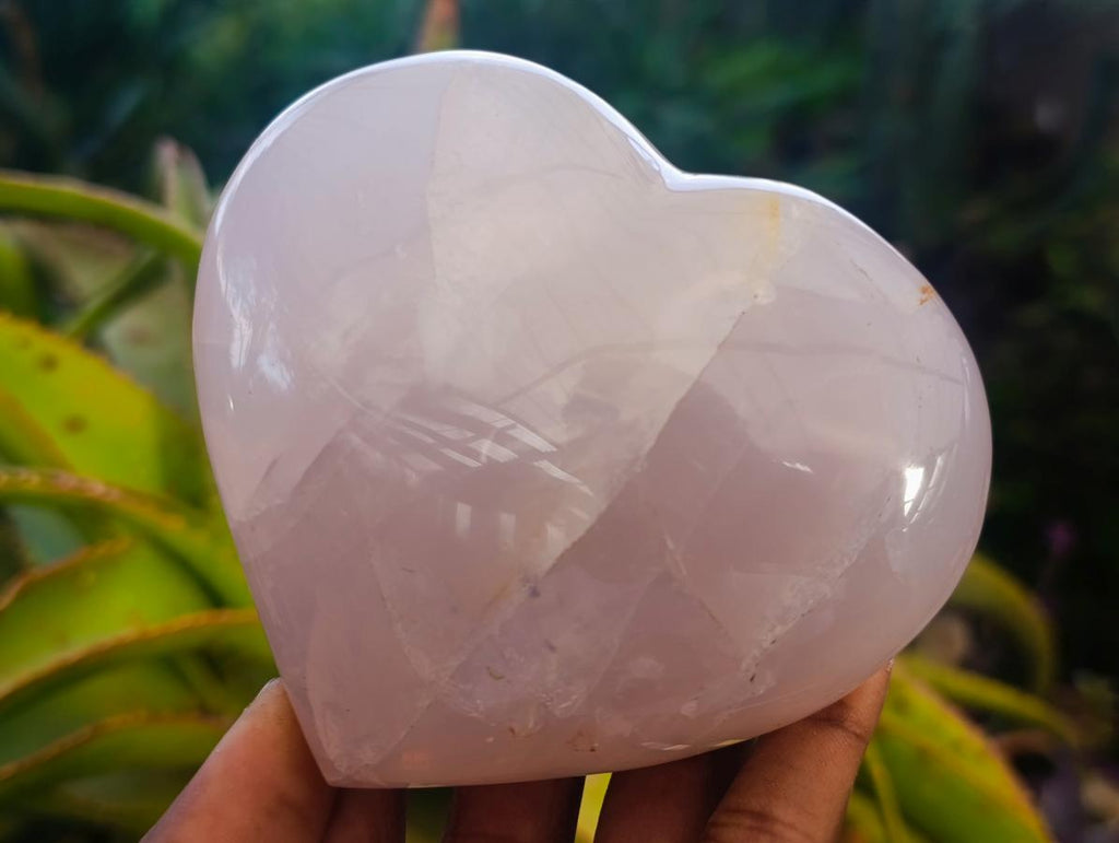 Polished Gemmy Girasol Rose Quartz Hearts x 3 From Madagascar - Toprock Gemstones and Minerals 