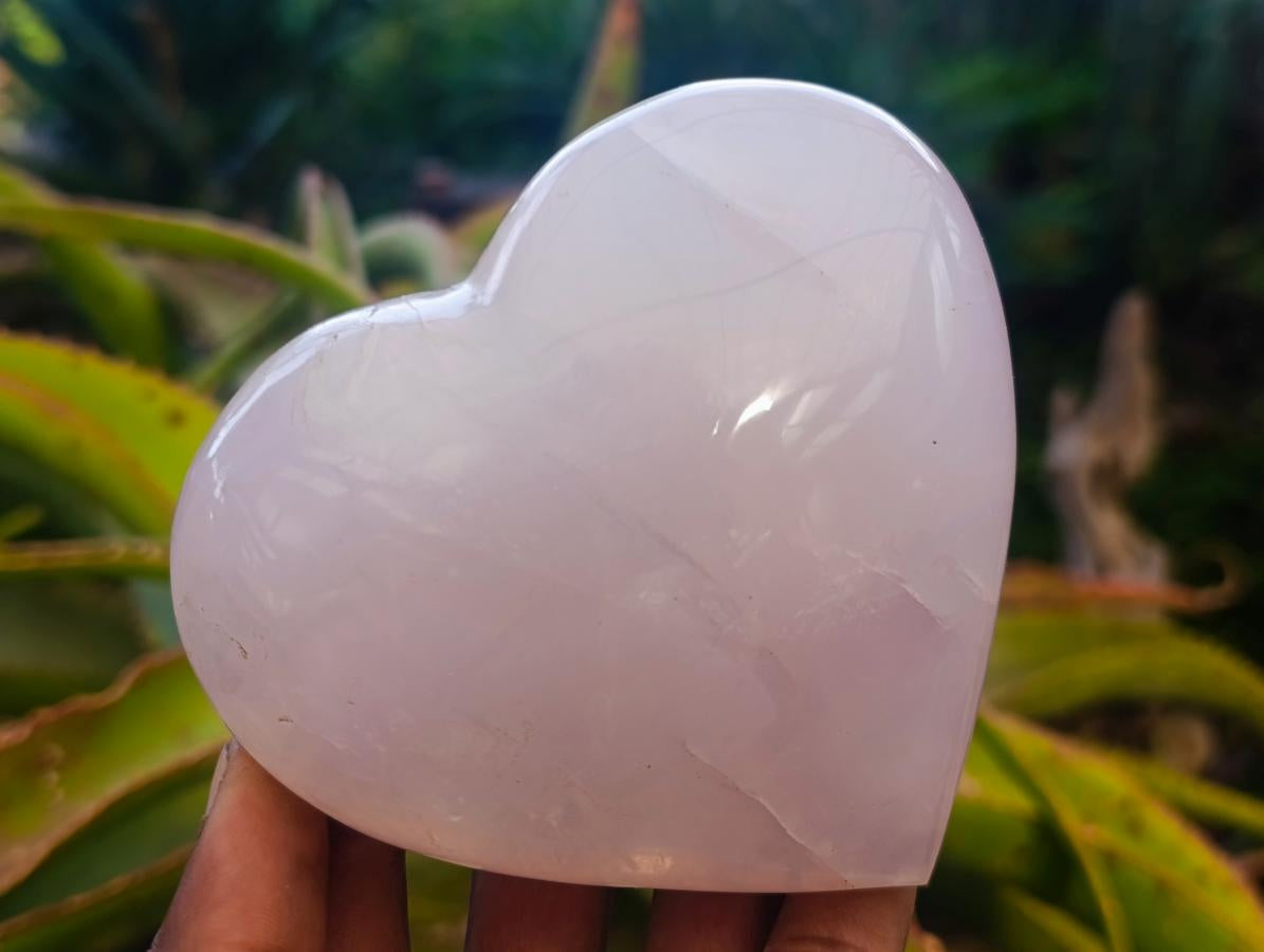 Polished Gemmy Girasol Rose Quartz Hearts x 3 From Madagascar - Toprock Gemstones and Minerals 