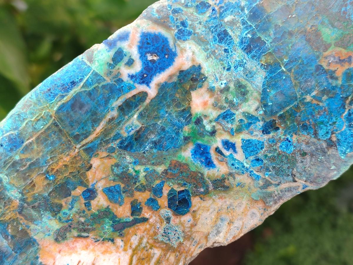 Polished Shattuckite with Chrysocolla and Malachite Slices x 3 From Koakoveld, Namibia - Toprock Gemstones and Minerals 