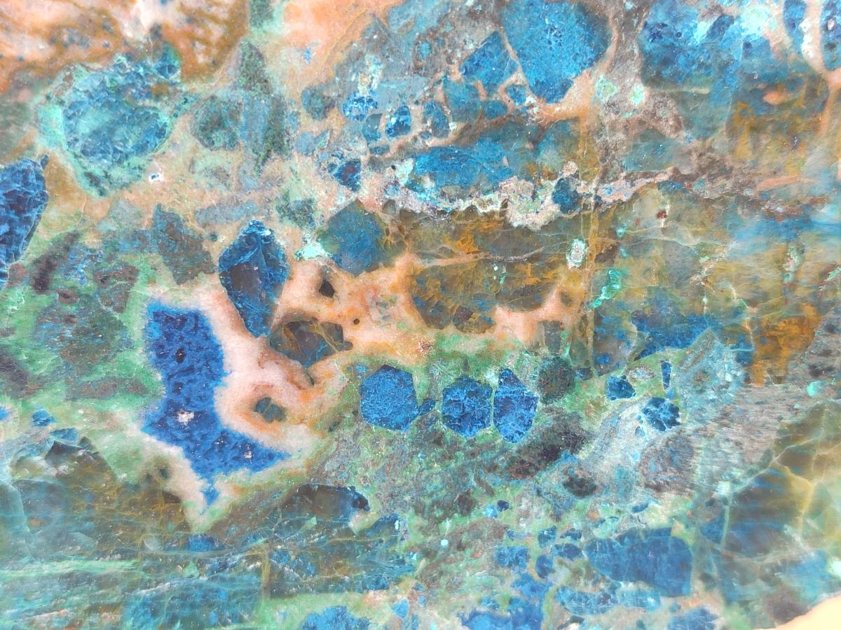 Polished Shattuckite with Chrysocolla and Malachite Slices x 3 From Koakoveld, Namibia - Toprock Gemstones and Minerals 
