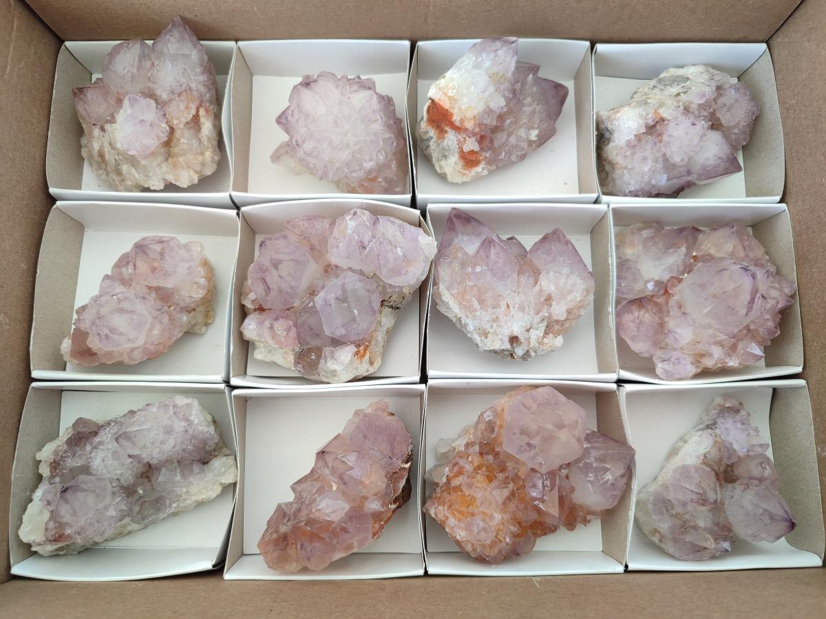 Natural Cactus Flower Spirit Amethyst Clusters x 12 From South Africa - Toprock Gemstones and Minerals 