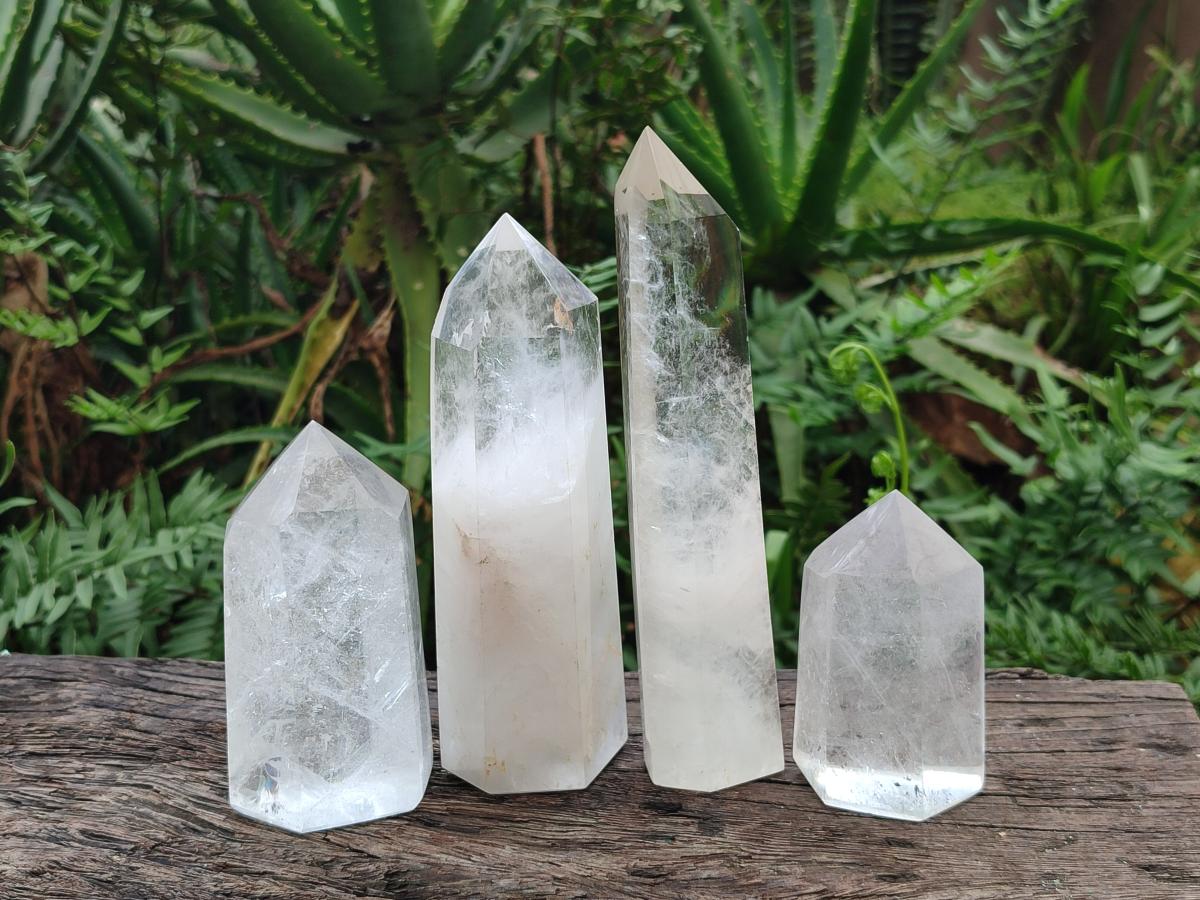 Polished Clear Quartz Crystals x 4 From Madagascar - Toprock Gemstones and Minerals 