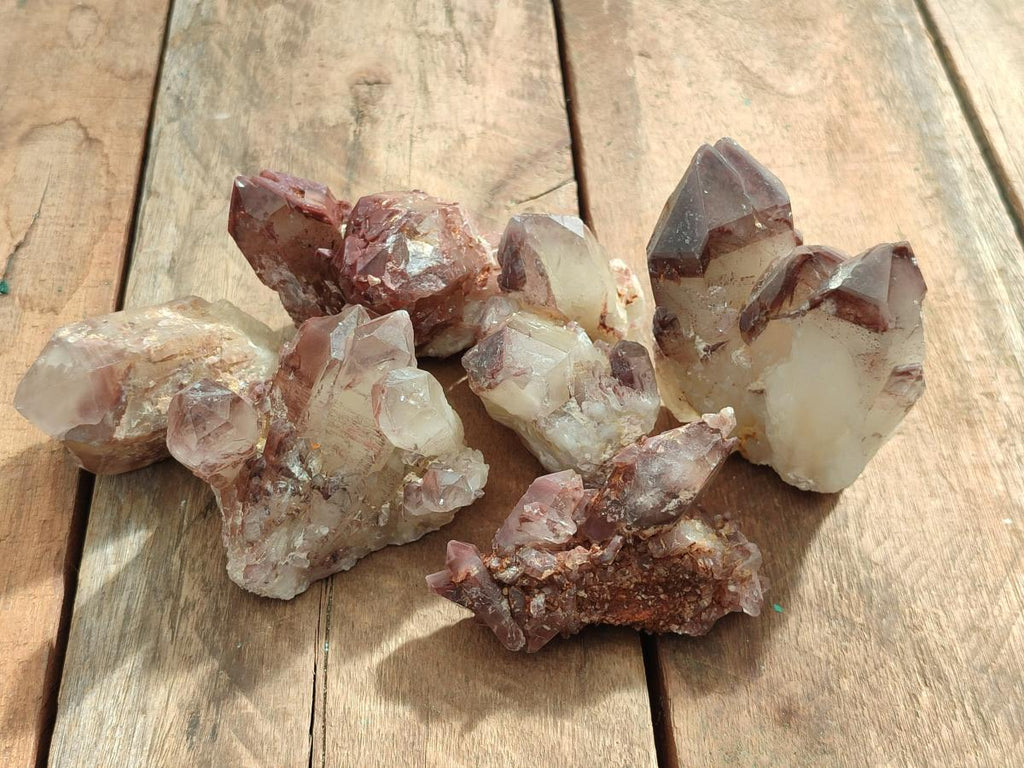 Natural Red Hematoid Quartz Crystals and Clusters x 6 From Karoi, Zimbabwe - Toprock Gemstones and Minerals 
