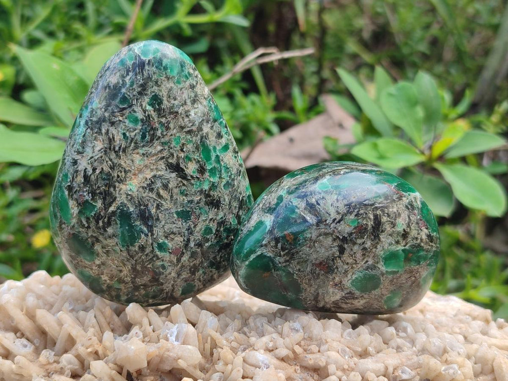 Polished Emerald Mica 'Mutokolite' Free Forms x 6 From Mutoko, Zimbabwe - Toprock Gemstones and Minerals 