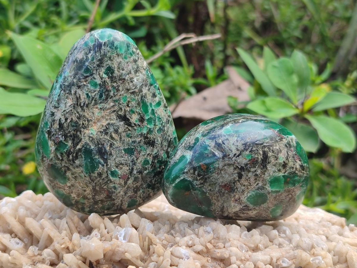 Polished Emerald Mica 'Mutokolite' Free Forms x 6 From Mutoko, Zimbabwe - Toprock Gemstones and Minerals 