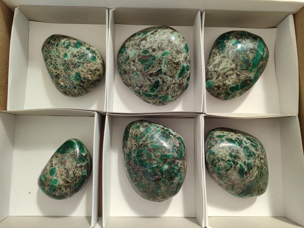 Polished Emerald Mica 'Mutokolite' Free Forms x 6 From Mutoko, Zimbabwe - Toprock Gemstones and Minerals 