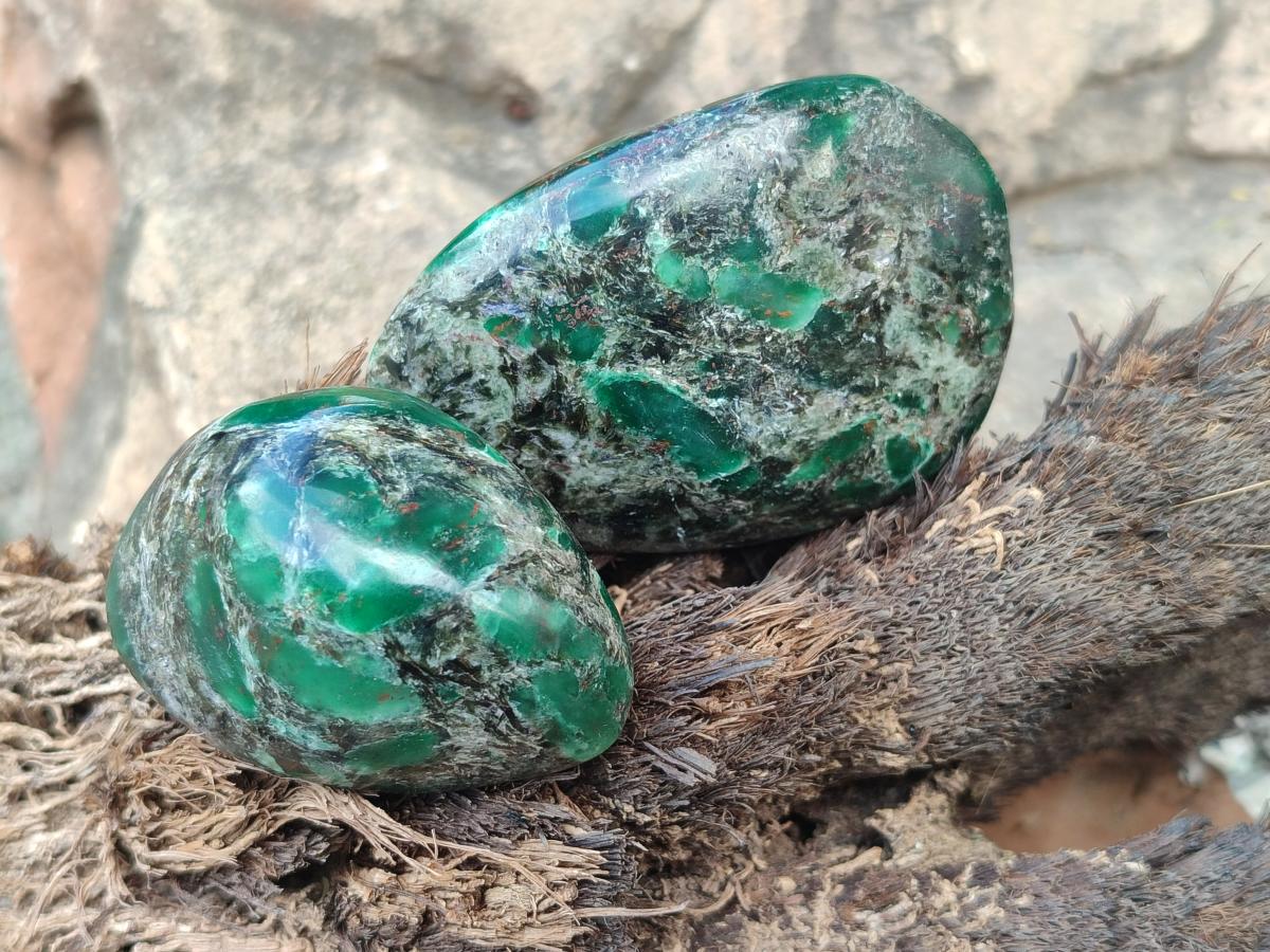 Polished Emerald Mica 'Mutokolite' Free Forms x 6 From Mutoko, Zimbabwe - Toprock Gemstones and Minerals 