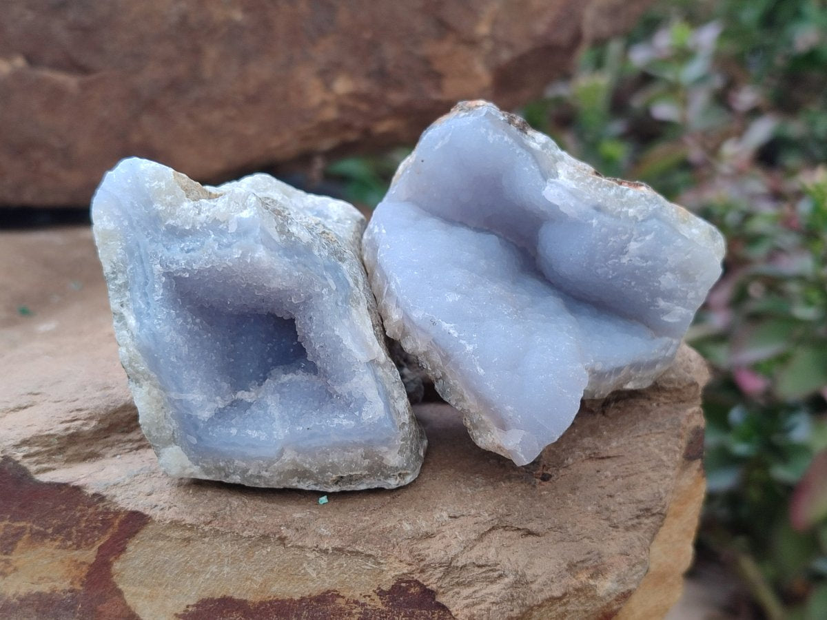 Natural Blue Lace Agate Geode Specimens x 24 From Nsanje, Malawi - Toprock Gemstones and Minerals 