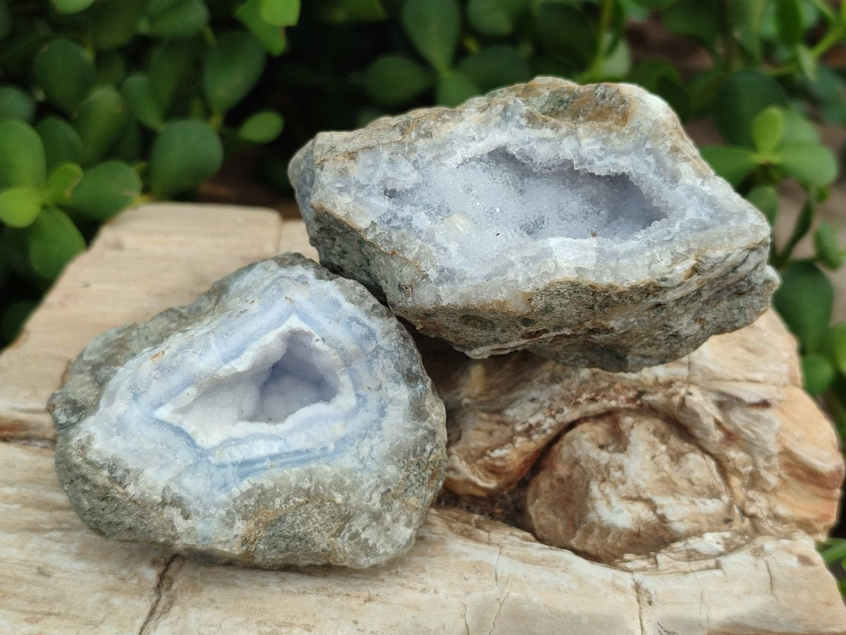 Natural Blue Lace Agate Geode Specimens x 24 From Nsanje, Malawi - Toprock Gemstones and Minerals 
