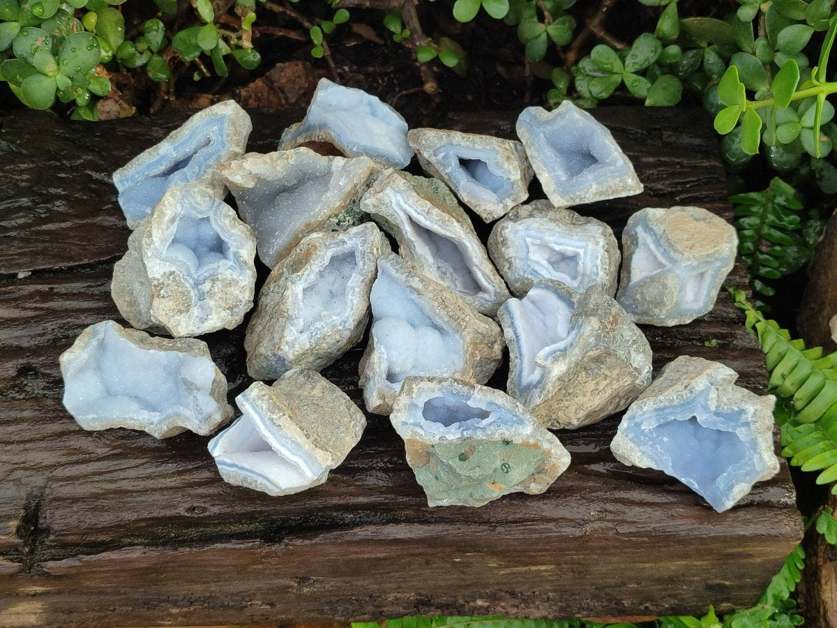 Natural Blue Lace Agate Geode Specimens x 24 From Nsanje, Malawi - Toprock Gemstones and Minerals 