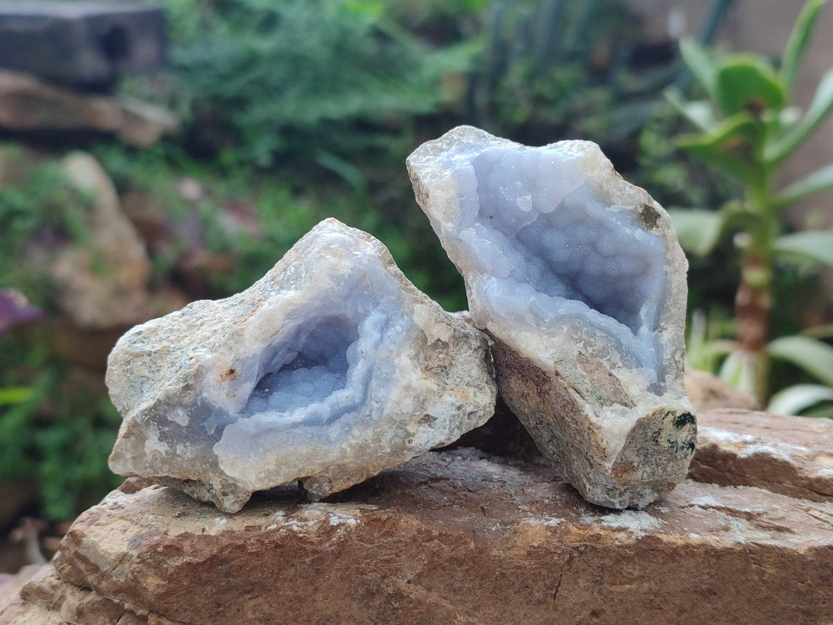 Natural Blue Lace Agate Geode Specimens x 24 From Nsanje, Malawi - Toprock Gemstones and Minerals 