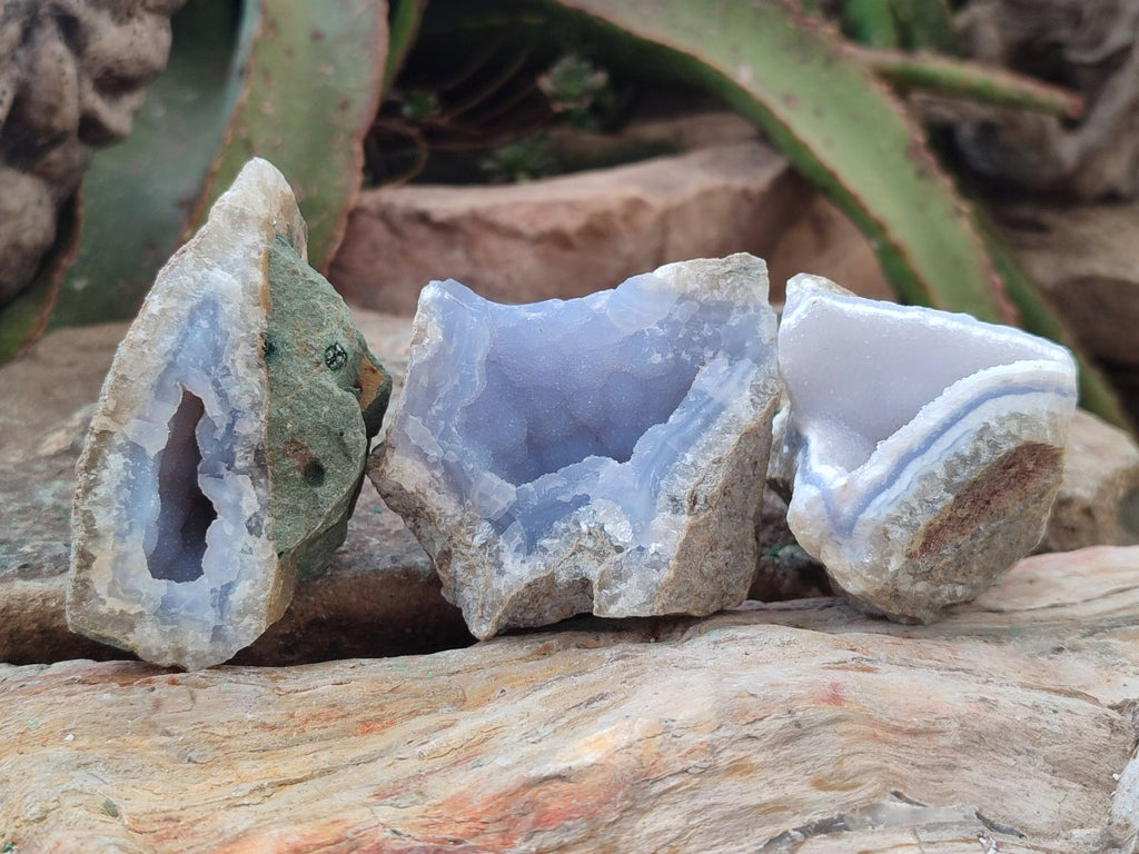 Natural Blue Lace Agate Geode Specimens x 24 From Nsanje, Malawi - Toprock Gemstones and Minerals 