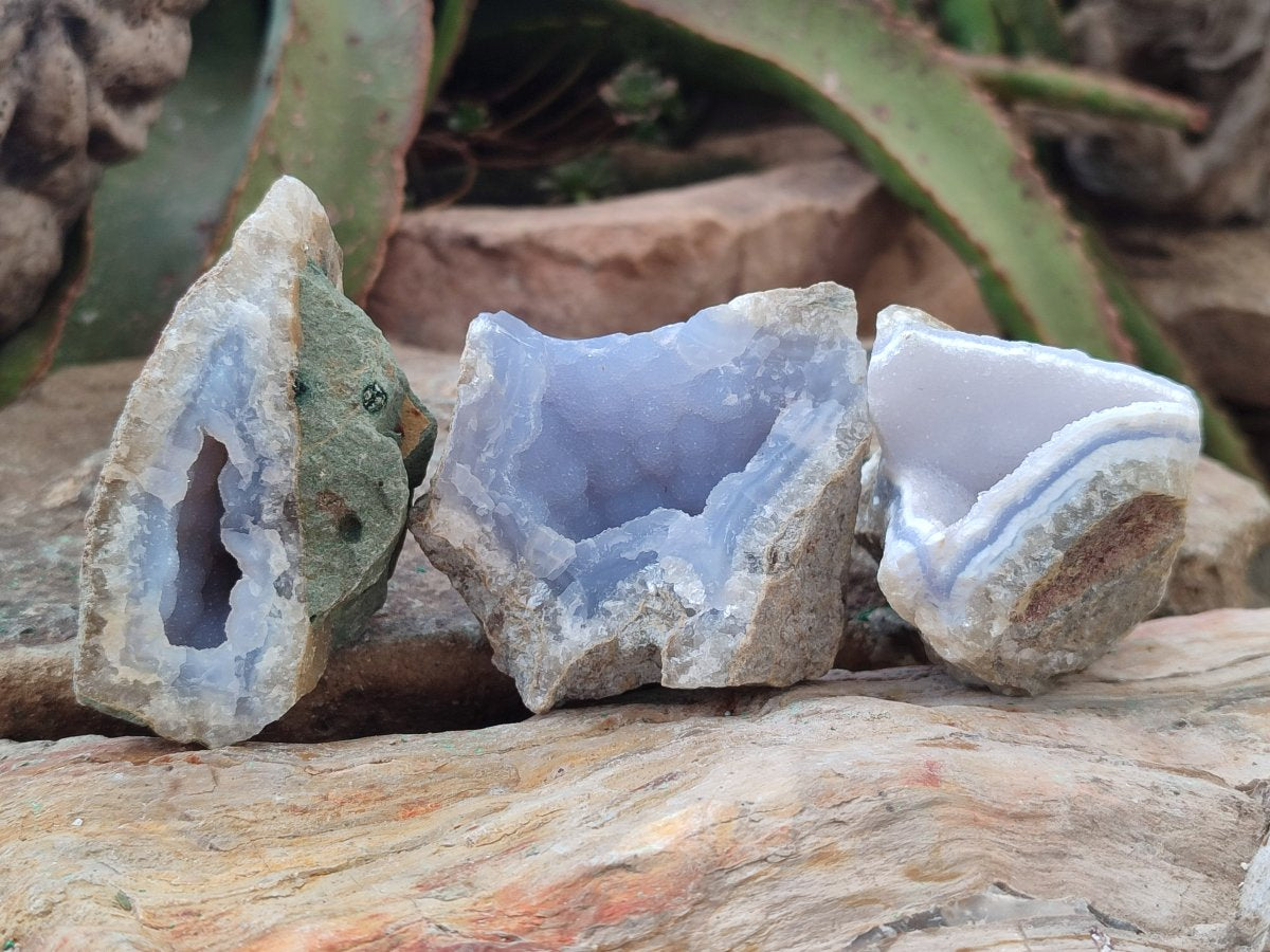 Natural Blue Lace Agate Geode Specimens x 24 From Nsanje, Malawi - Toprock Gemstones and Minerals 