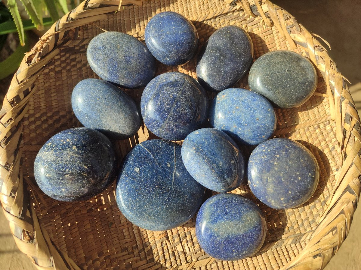 Polished Lazulite Galets x 12 From Madagascar - Toprock Gemstones and Minerals 