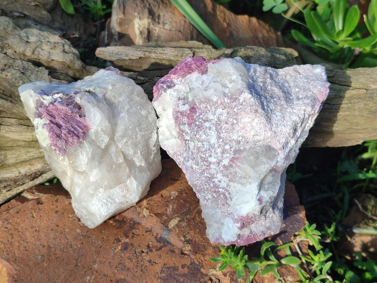 Natural Pink Rubellite Tourmaline Specimens x 2 From Karibib, Namibia - Toprock Gemstones and Minerals 
