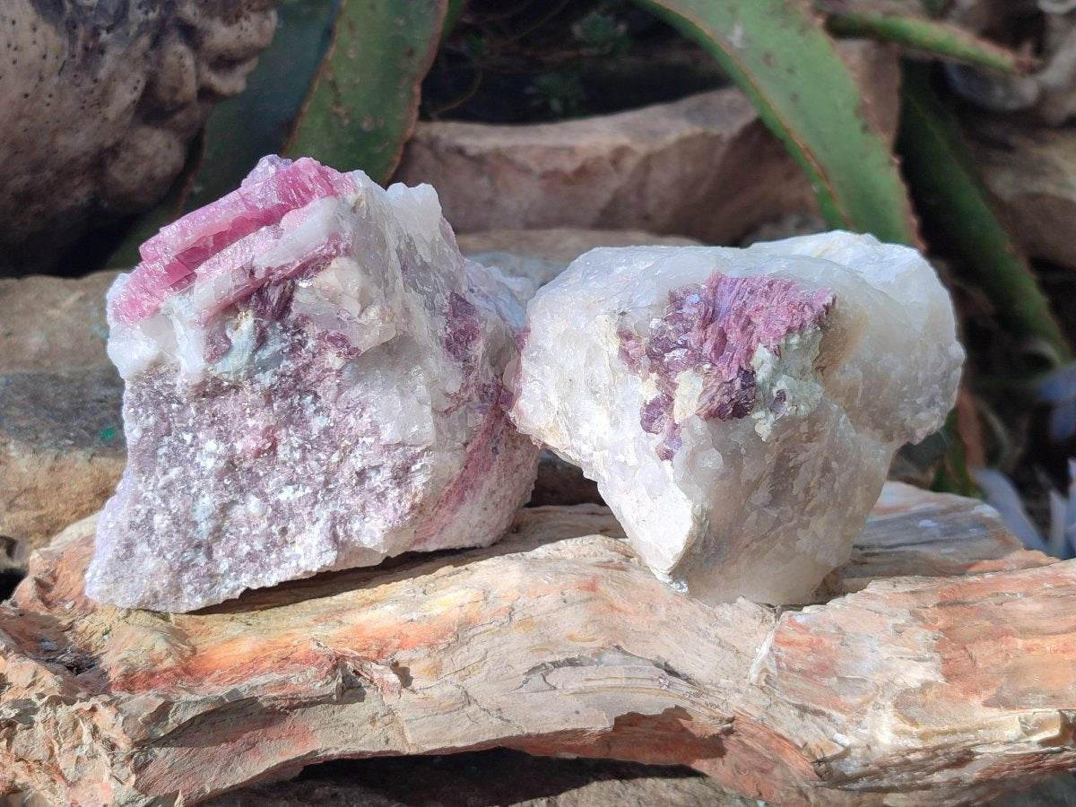 Natural Pink Rubellite Tourmaline Specimens x 2 From Karibib, Namibia - Toprock Gemstones and Minerals 