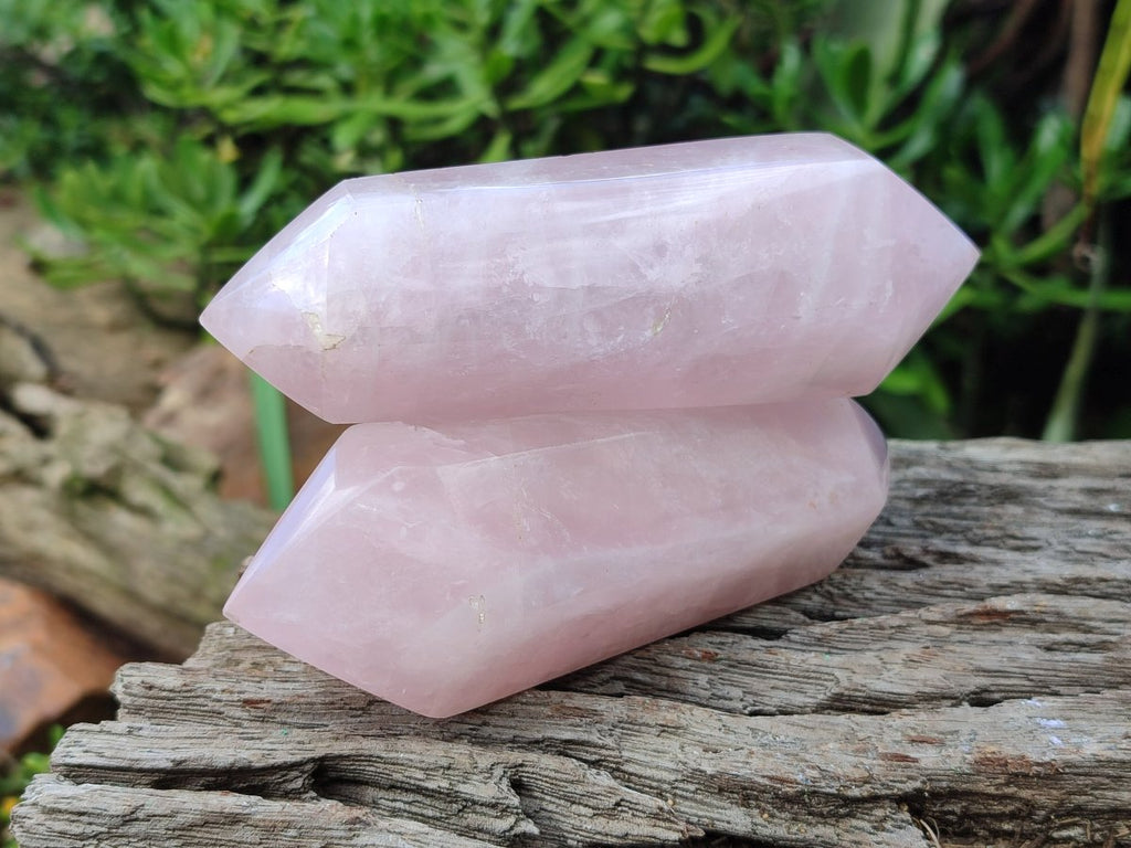 Polished Double Terminated Gemmy Rose Quartz Crystals x 6 From Madagascar - Toprock Gemstones and Minerals 