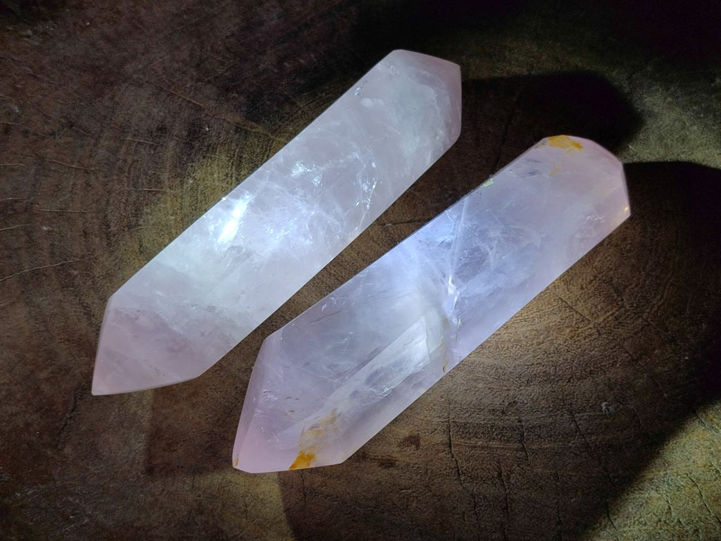 Polished Double Terminated Gemmy Rose Quartz Crystals x 6 From Madagascar - Toprock Gemstones and Minerals 