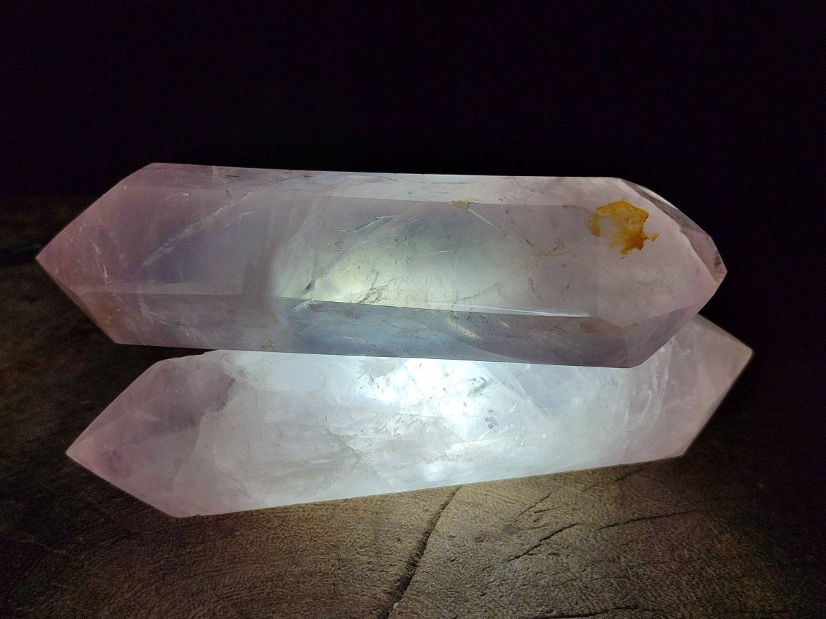 Polished Double Terminated Gemmy Rose Quartz Crystals x 6 From Madagascar - Toprock Gemstones and Minerals 
