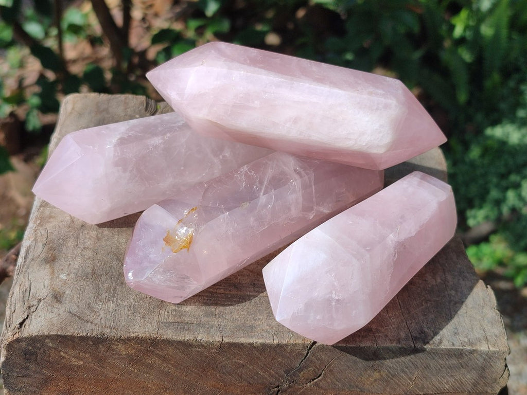 Polished Double Terminated Gemmy Rose Quartz Crystals x 6 From Madagascar - Toprock Gemstones and Minerals 