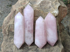 Polished Double Terminated Gemmy Rose Quartz Crystals x 6 From Madagascar - Toprock Gemstones and Minerals 