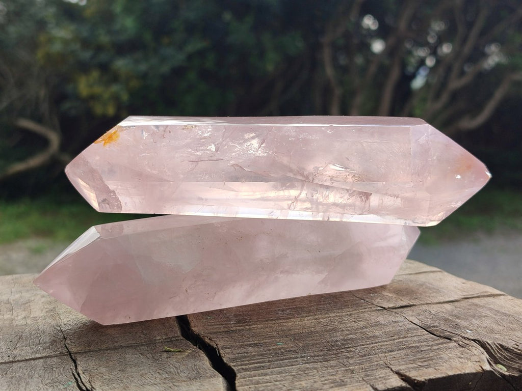 Polished Double Terminated Gemmy Rose Quartz Crystals x 6 From Madagascar - Toprock Gemstones and Minerals 